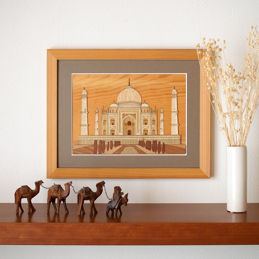KINOWA Wooden Poster Original Handmade Kit World Heritage Site Made in Japan "Taj Mahal"