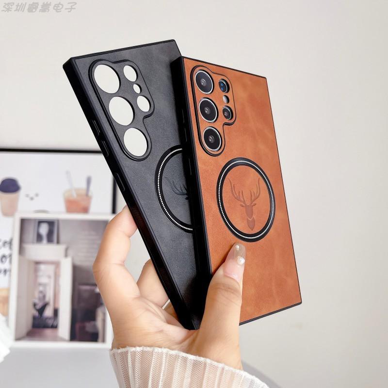 Applicable to Samsung S25u mobile phone case, new magnetic cloth pattern Elk note20 anti-drop cover feeling S24P all-inclusive