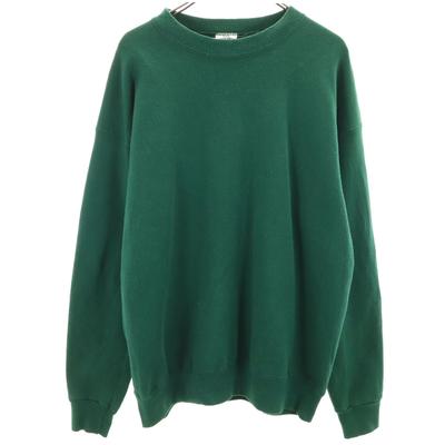 90s Old Long Sleeve Sweat Trainer Green STURDY SWEATS Fleece-lined Men's Used