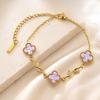 European and American Light Luxury Four-leaf Clover Zircon Bracelet Female Titanium Steel Does Not Fade Niche High-end Accessories