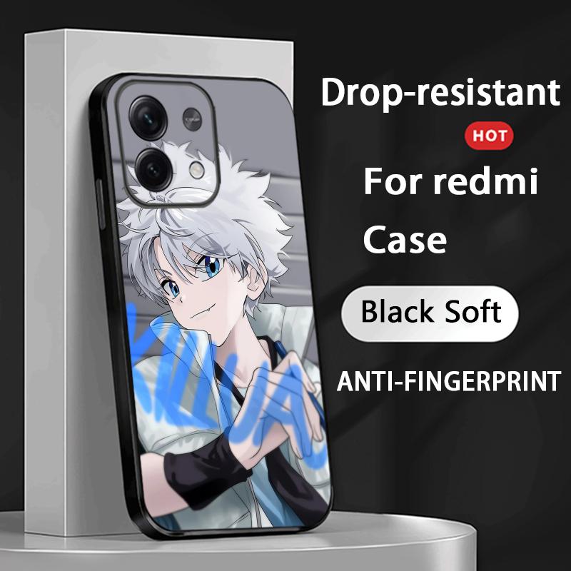 Killua Zoldyck Hunters X H Pattern Phone Case For Redmi Note 14 13 12 11 Pro Plus S 5G 14C A3 Soft Black Phone Cover