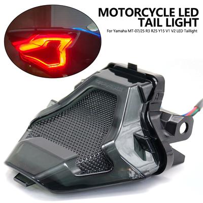 Motorrad LED Rücklicht Hinterradbremslicht Integriertes Blinkerlicht für Yamaha MT-07/25 R3 R25 Y15 V1 V2 LED Rückleuchte