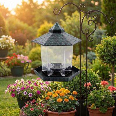 Tower Shape Hanging Bird Feeder Large Capacity Waterproof Bird Feeding Station Plastic Squirrel Proof Food Container Wild Birds