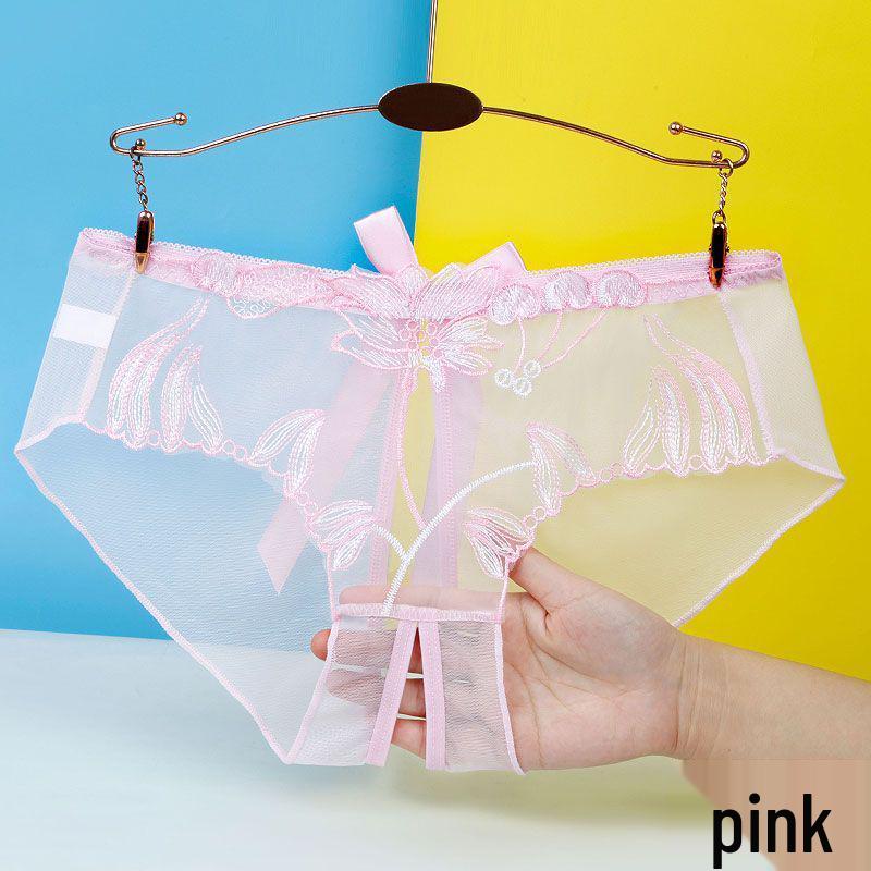 Yan Beiwei Plus Size Open Crotch Lace Lingerie - Transparent One-Piece Panties for Women