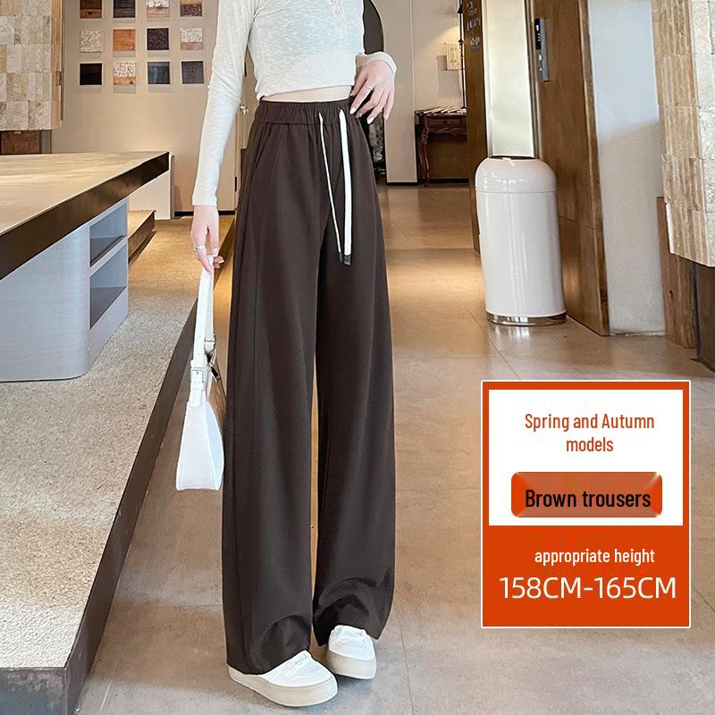 

High-Waisted Silk Wool Wide-Leg Pants for Tall Women - Smooth, Comfortable, Floor-Length, Suitable for Spring and Autumn L