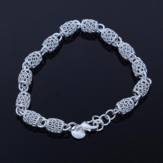 Bracelet Elegant Anti-rust Women Silver Plated Hollow Ball Bangle Chain for Travel