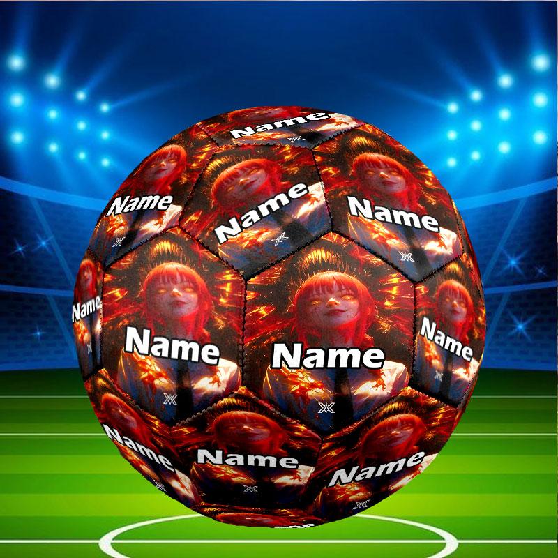Custom Name Personalized Makima Chainsaw Man Print Size 5 Soccer Ball Training & Match Football, for Team, Kicking, Gift for Football Enthusiasts