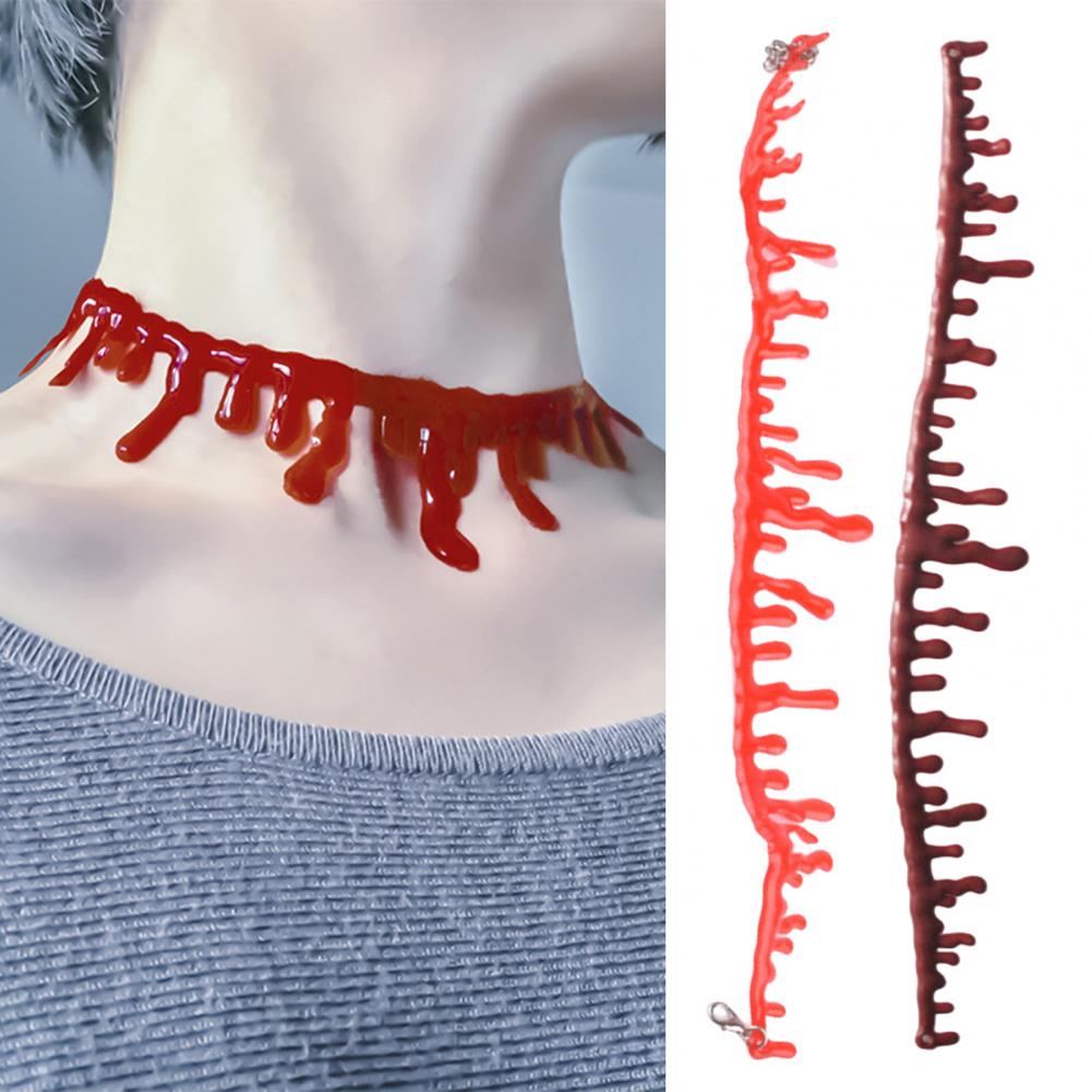 Stil Halskette Gruselige Halloween Choker Halskette Set Verstellbare Kettenhalsbänder mit Falschem Bluttropfen Joker Anhänger für Geist
