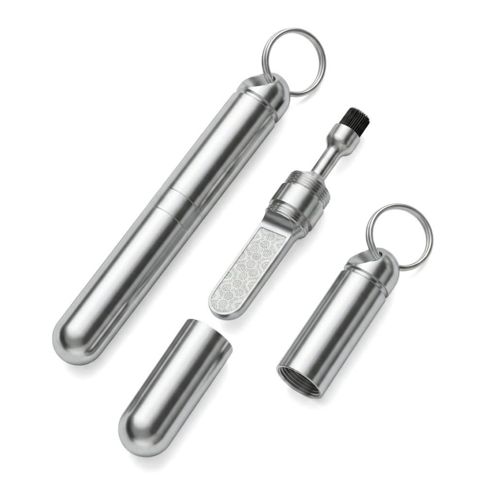Mini Cleaning Brush & Nail File Zinc Alloy Nail Grooming  Mobile Phone Earbuds