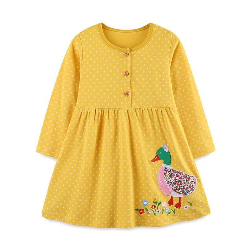 European Style Girls Autumn Long Sleeve Princess Dress - Knitted Cotton with Embroidery 3Y (100 cm)