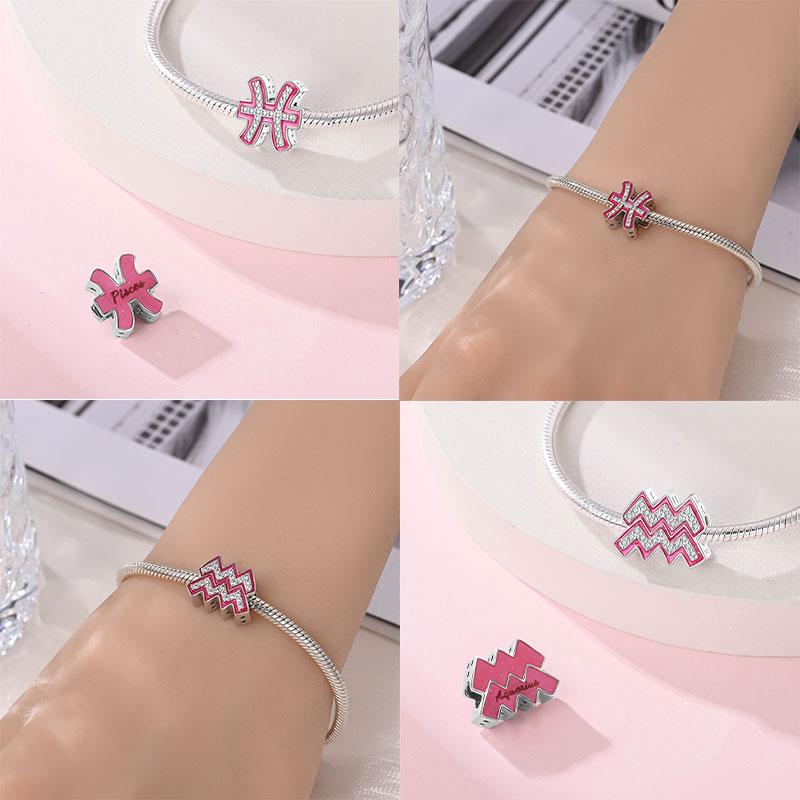 Copper Metal 12 Constellation Bead Components Charm Bead Component Compatible With Authentic Original Bracelet High Quality Fine Jewelry Designed For