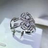 Fashionable European and American Style Jewelry  Retro Flower Zircon Ring  Exquisite Flower Round Diamond Women's Ring