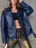 New women's PU leather jacket autumn and winter retro cycling motorcycle suit BF style women's leather jacket