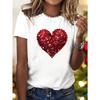 European Size Heart Art Printed Pattern - Elegant And Stylish - Women'S Round Neck Pullover T-Shirt, Casual Sports Short Sleeves Available