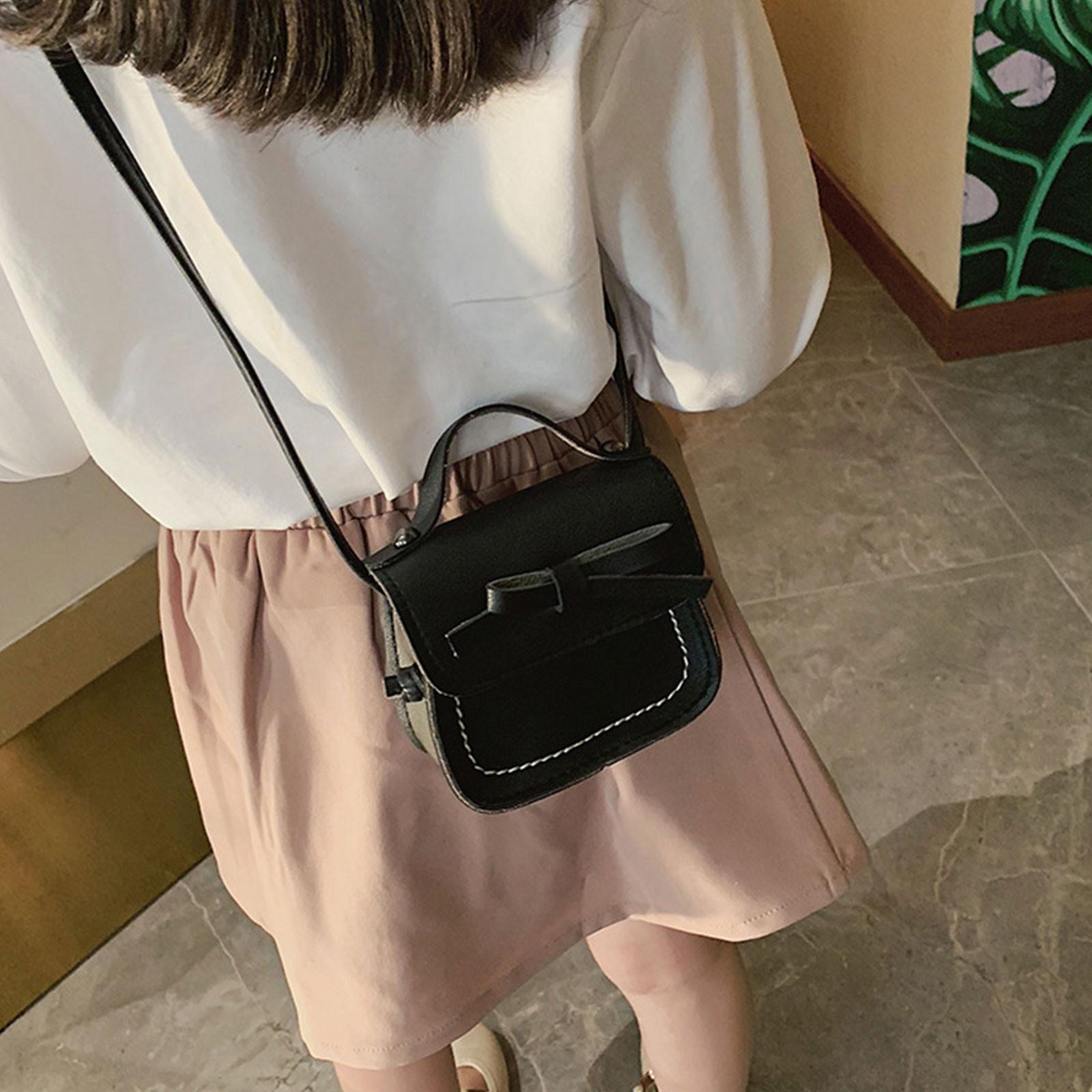 

Модный маленький кошелек для маленьких девочек, маленькая детская сумка-мессенджер с милым бантом One Size чёрный