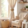 4 Pack Braided Curtain Tiebacks, Farmhouse Boho Rustic Holdbacks, Handmade Decor Accessories for Home Office Bedroom Window Drapes (4, Natural)