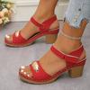 Metal Decor Women's Chunky Heel Sandals Summer 2025 Fashion Outdoor Beach Shoes Woman Lightweight High Heeled Casual Sandalias