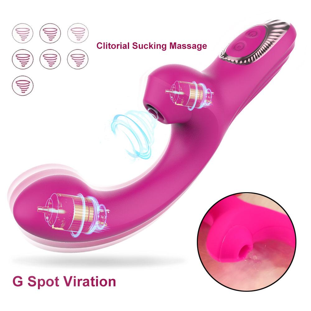 Výkonný vibrační masážní klitoris 2 v 1 7 režimů sací vibrátor pro ženy Stimulátor bodu G a klitorisu Sexuální hračka pro dospělé pro pár