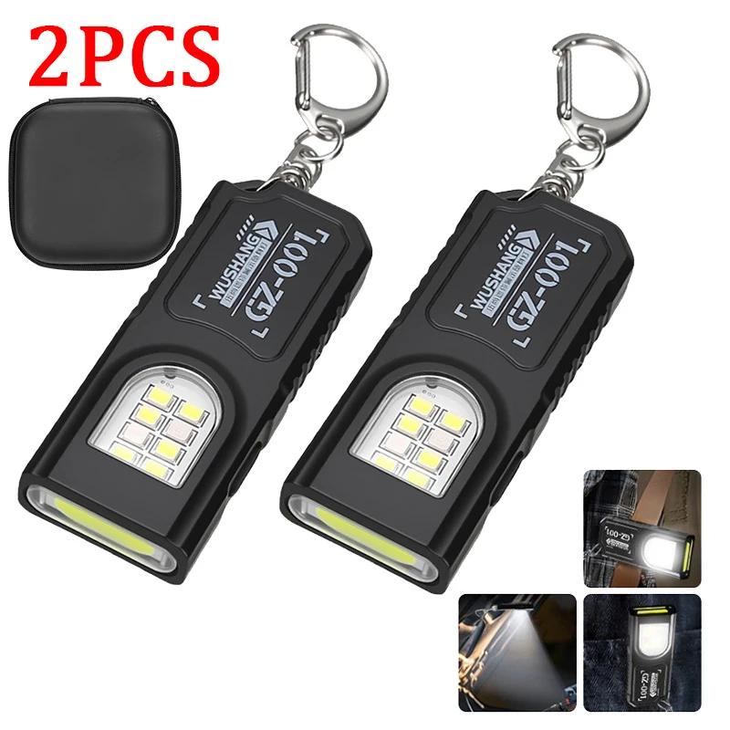 Portable Keychain LED COB Flashlight USB Rechargeable Torch with Pen Clip Powerful Mini Outdoor Working Lantern with Magnetic