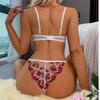 Sexy Podprsenka + Kalhotky 2dílná Sada Spodního Prádla Intimní Prodyšné Sady Květinová Výšivka Podprsenky Oblek Dámské Průsvitné