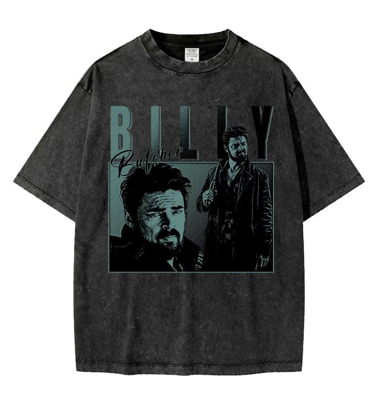 Limited The Boys William Billy Butcher Vintage Washed T Shirts Unisex Harajuku Streetwear Tshirt Oversized Loose Short Sleeve Tees S