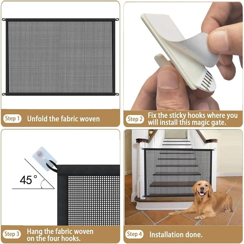 Recinzioni per barriere per cani da compagnia con gancio da 4 pezzi Cancello per scale di rete isolato per animali domestici Nuovo box pieghevole in rete traspirante per recinzione di sicurezza per cani