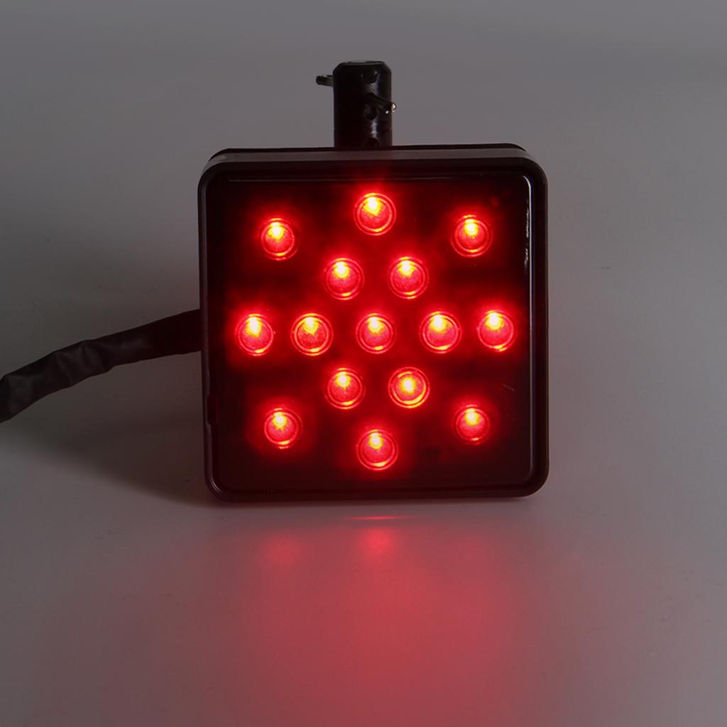 Universal 2" Car Trailer Truck Hitch Towing Receiver Cover 15 LED Brake Tail Light Tube Cover W Pin Brake Lamp Led