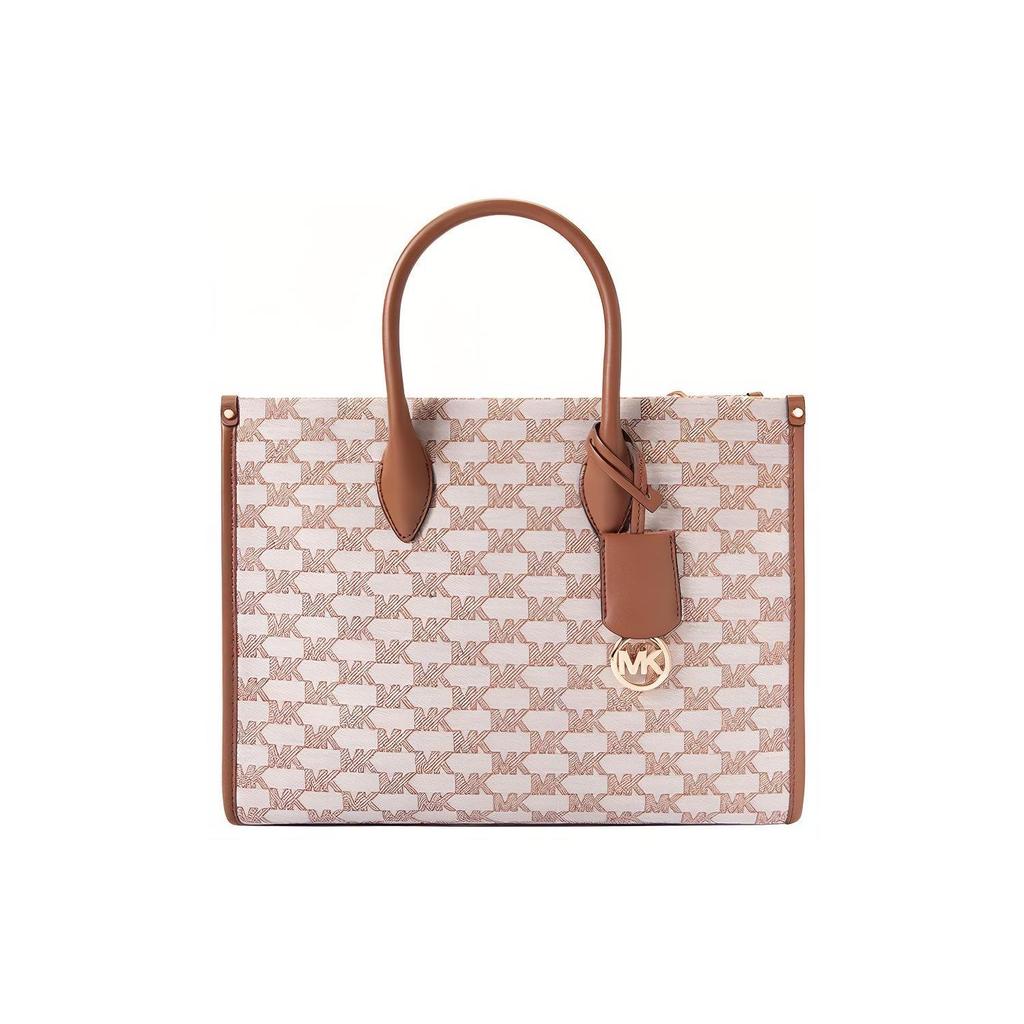 Michael Kors MK Mirella Classic Monogram Tote Commuter Fashion Women Tote Bag Beige Brown 35S2G7ZT6J-299