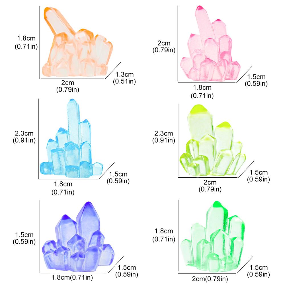 

6PCS Luminous Crystal Mini Decor 3D Resin Luminous Ornament for Fish Tank Aquarium Decoration