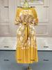 2026 Spring Miyake Pleated Dress: Elegant Waist-Cinching, Belly-Concealing, Large Hem, Batwing Sleeves, Mid-Length.