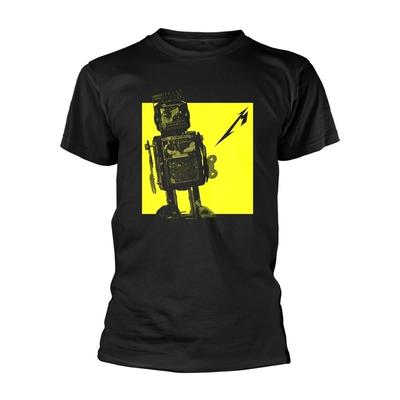 T-shirt Nera Metallica 'Robot Bruciato' - NUOVA