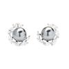 New product light luxury niche black and white pearl stone stud earrings temperament simple and versatile 925 silver needle earrings women's earrings