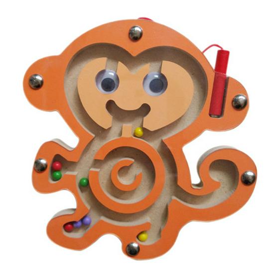 Children's Magnetic Maze Wooden Toy - Bead Rolling Educational Game with Pen Control