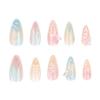 Summer 3D Butterfly Nail Art Almond Press-Ons - Gradient Bubble Bead Design