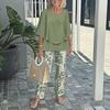 Summer 2 Piece Outfit for Women Half Sleeve Crew Neck Top And Long Pants Travel Vacation Lounge Sets