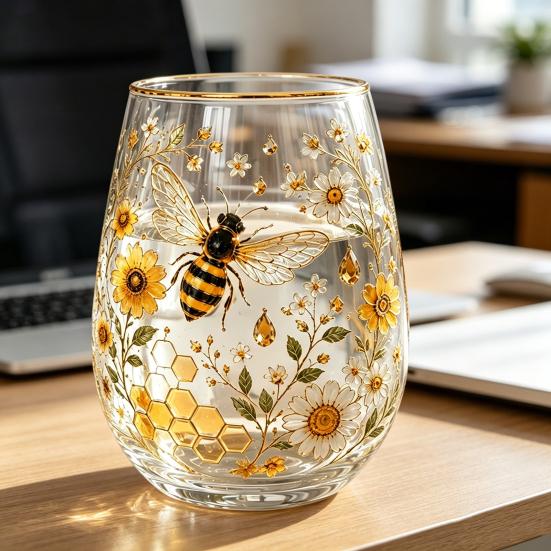 Szklanka Poranna z Kolibrem, Szklanka do Whisky, Odporna na Ciepło Kieliszek do Wina z Kwiatowym Wzorem do Domowego Baru