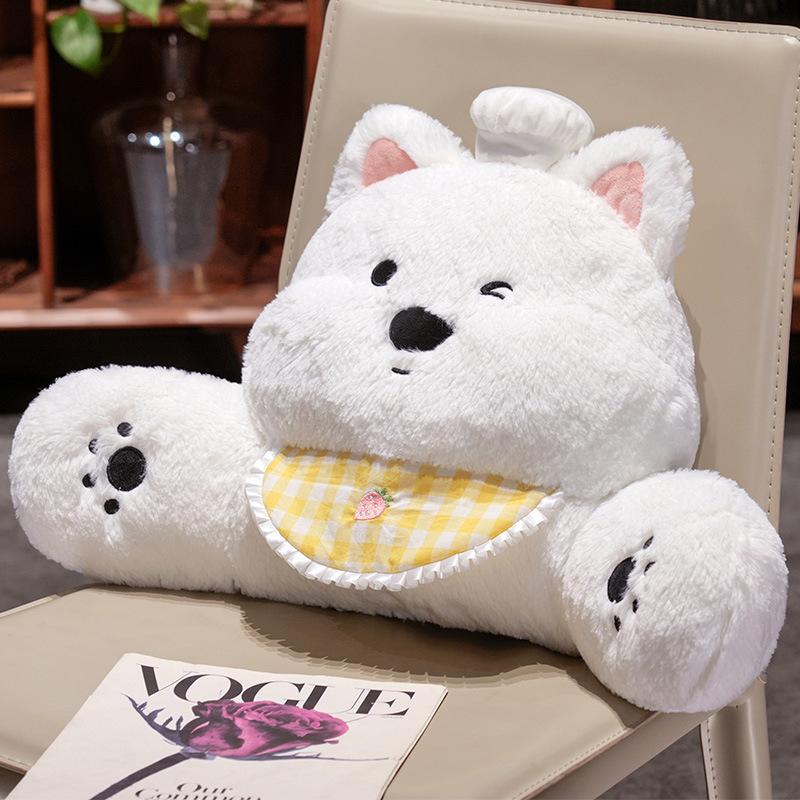 Universal Car Headrest Neck Pillow Plush Dog Cute Cartoon Comfortable Waist Pillow Vehicle Supplies Car Seat Accessorie Office Chair Sedentary Cushion