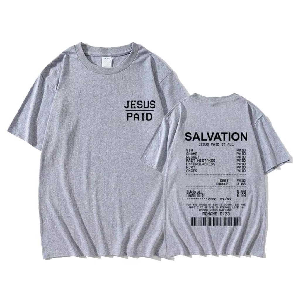 

Christian Salvation Jesus Paid It All Graphic Tshirt Men s Women s Fashion Oversized Short Sleeve Vintage T-shirt 2XL