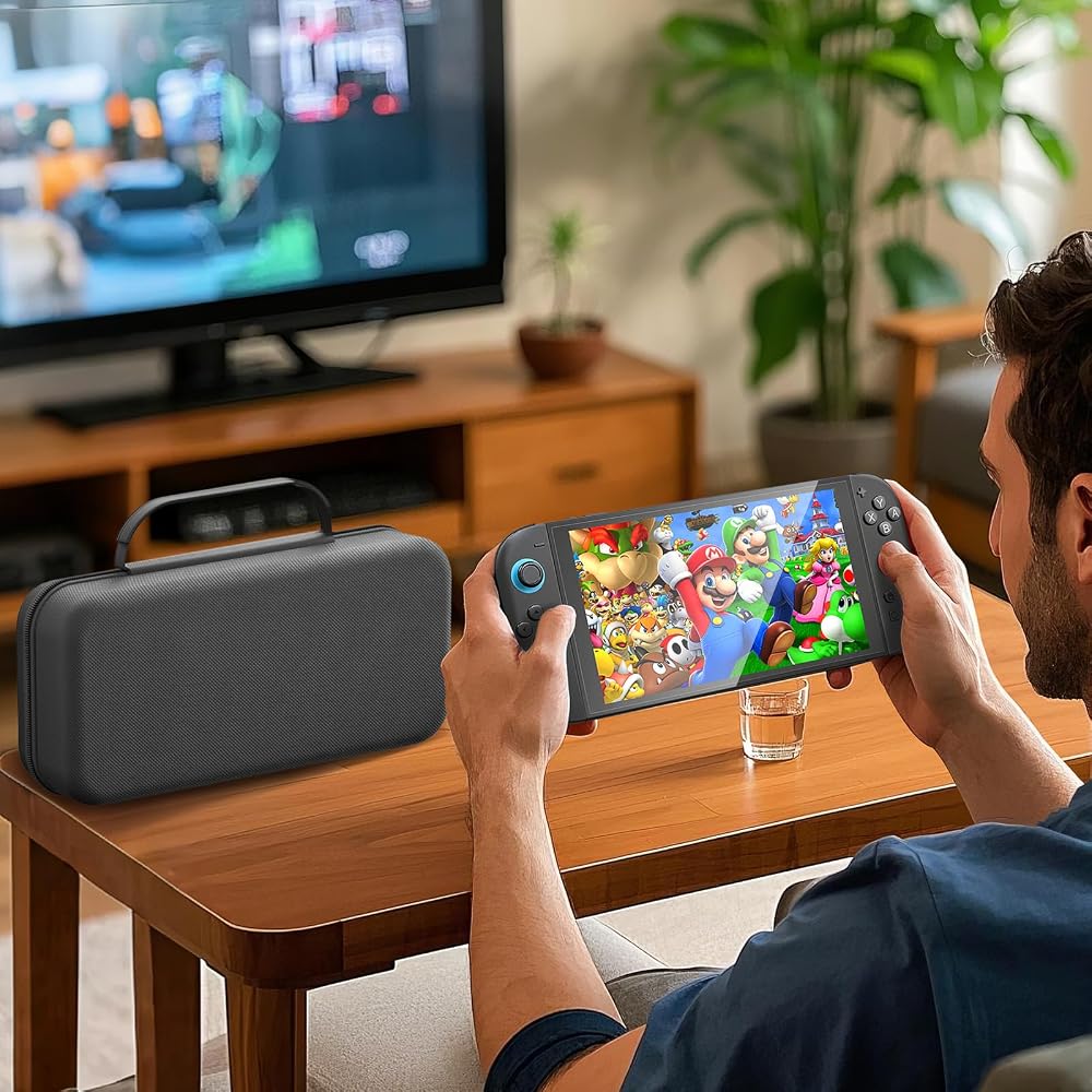 Nintendo Switch2 Carrying Case Nylon Material Dustproof Shockproof Large Capacity with Game Card Storage and Accessories Holder