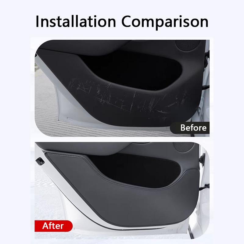 Car Door Anti-Kick Pads For Tesla Model YL 6-Seater Leather Side Door Panel Protector Anti-scratch Cover Car Interior Decoration