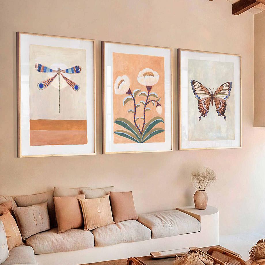 Watercolor Flowers Butterfly Bird Boho Nordic Posters And Prints Nursery Wall Art Canvas Painting Pictures Baby Kids Room Decor