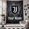Wall Hanging Tapestry With Custom Name & Text, Juventus FC Decorative Tapestry For Bedroom