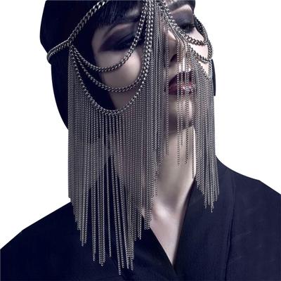 Party-Gesichtsmaske, Punk-Legierung, Kopf, Gesichtskette, Maske, Kostüm, Kopfbedeckung für Nachtclub, Tanzparty