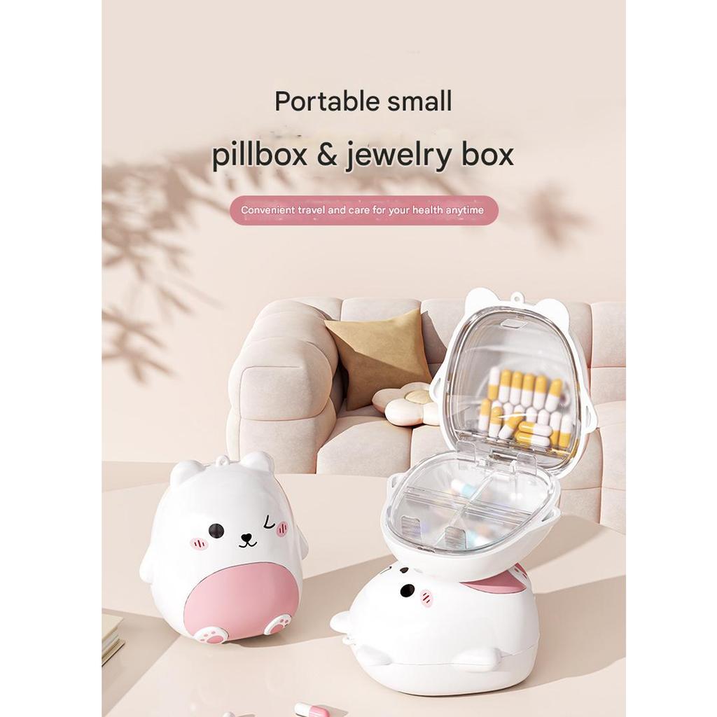 Cartoon Bear Shape Pills Container With Partitioned Storage For Clear Pills Identification Avoid Confusion