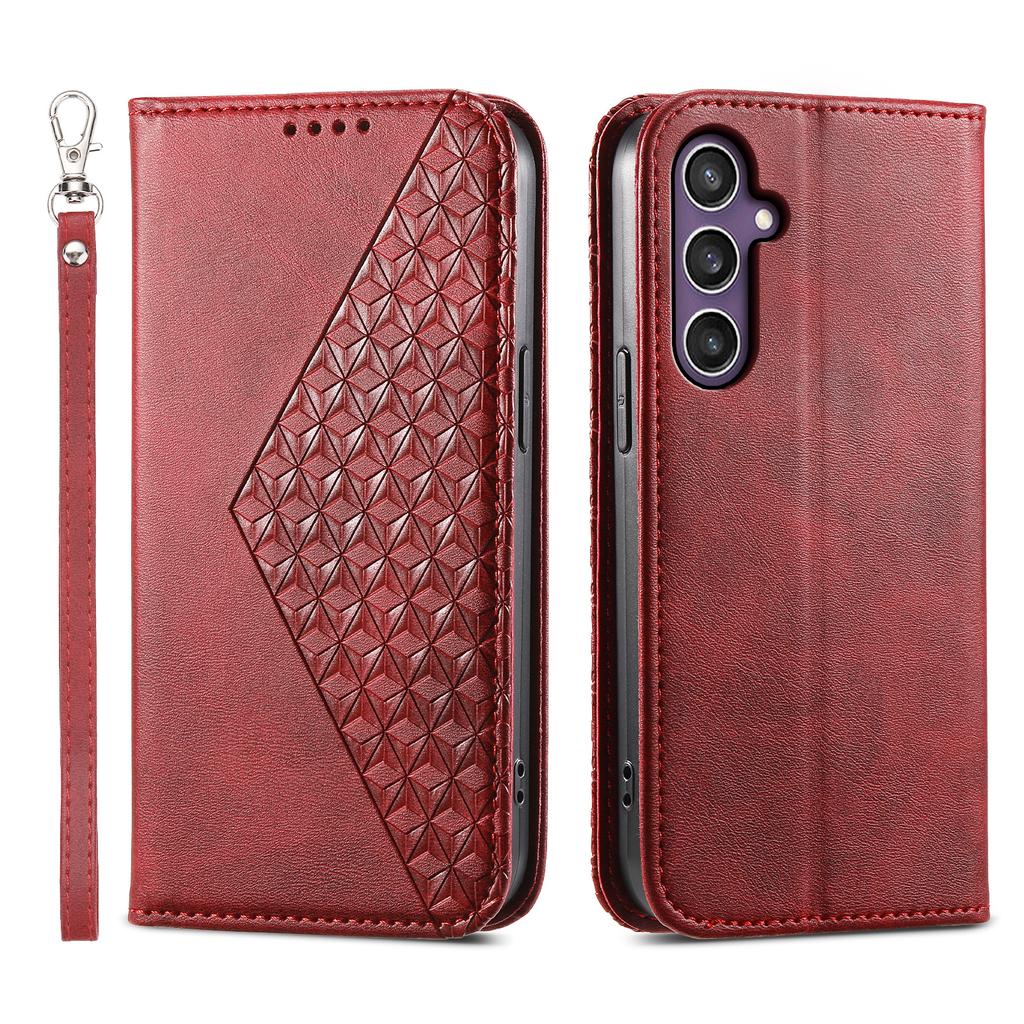 For Samsung Galaxy S25+ Case Calf Texture PU Leather Phone Cover with Wallet