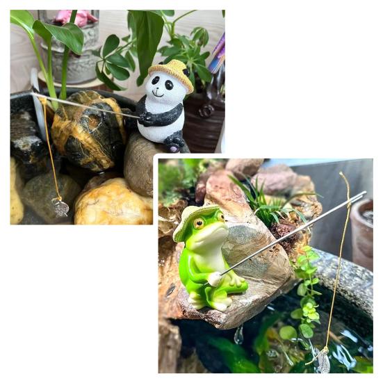 Pryskyřičná soška žáby rybáře zahradní jezírko dekorace jezírko rybář mini panda figurka pro venkovní krajinu akvárium dekorace akvárium