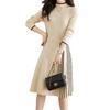 GORQQCE Knit Long Midi Perfect for Everyday Winter Women's Dress, Sleeves, Ruffles, Length, Half-High Neck, A-Line, Slimming, Elegant, Comfortable,