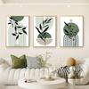 Poster Astratto Mid-Century Verde Nero Beige Moderno Botanico Decorazione Murale Soggiorno Camera da Letto 3 Pezzi Salvia Arte Boho