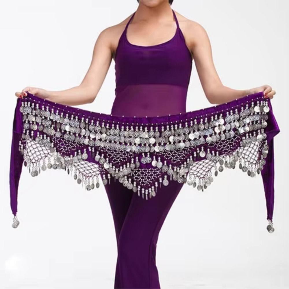Creative Belly Dance Waist Chain Glitter Sequins Bellydance Coins Belt  Dance Costume