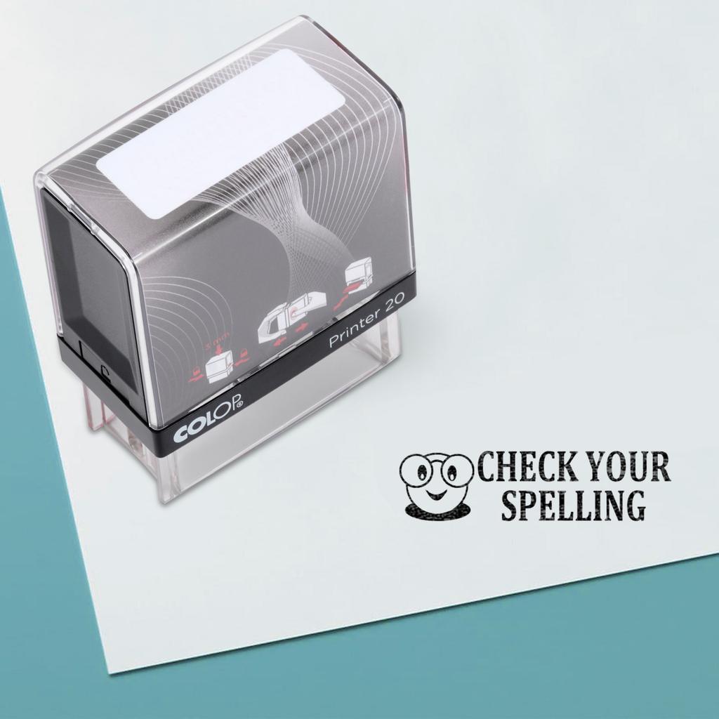 Check Your Spelling Self Inking Rubber Stamp Custom Colop Office Stationary P20 Mini Stamper